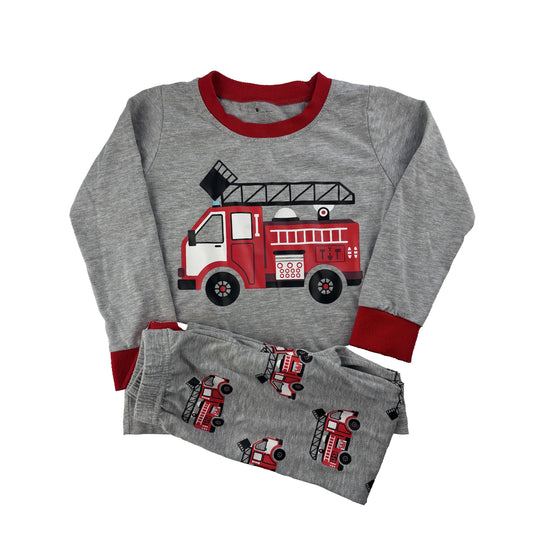 Schlafanzug von Little Hand in Gr. 98 mit Feuerwehr-Fahrzeugen